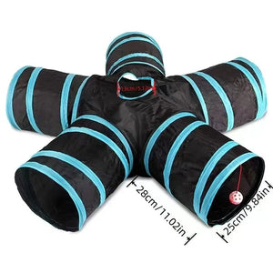Planet Gates Show as pictures / Blue and black Wear-resistant Cat Play Tunnel Foldable Pet Animal Tunnels with Crinkle Playing Toy for Cats Guinea Pig Rabbits Funny Cat Supply