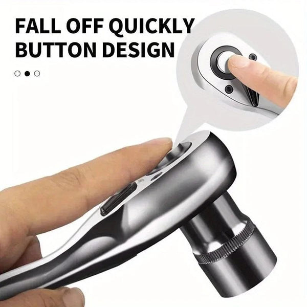 Planet Gates Silver 1/4 3/8 Inch Ratchet Wrench 24 Tooth Drive Ratchet Socket Wrench Tool Multi-funtion DIY Hand Tool Ratchet Handle Wrench