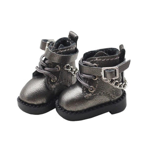 Planet Gates Silver 1 Pair Doll Shoes Lovely Chain Boots New Casual Hand-made Ob11 DOD 1/12 Bjd Doll Shoes Doll Accessories