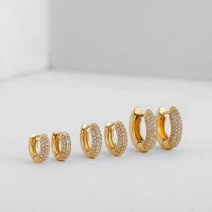 Planet Gates Silver / 17mm New Gold Plated Huggie Earrings with CZ Zircon Thin Ear Hoops Cartilage Earring for Women Round Minimal Earring Piercing Jewelry