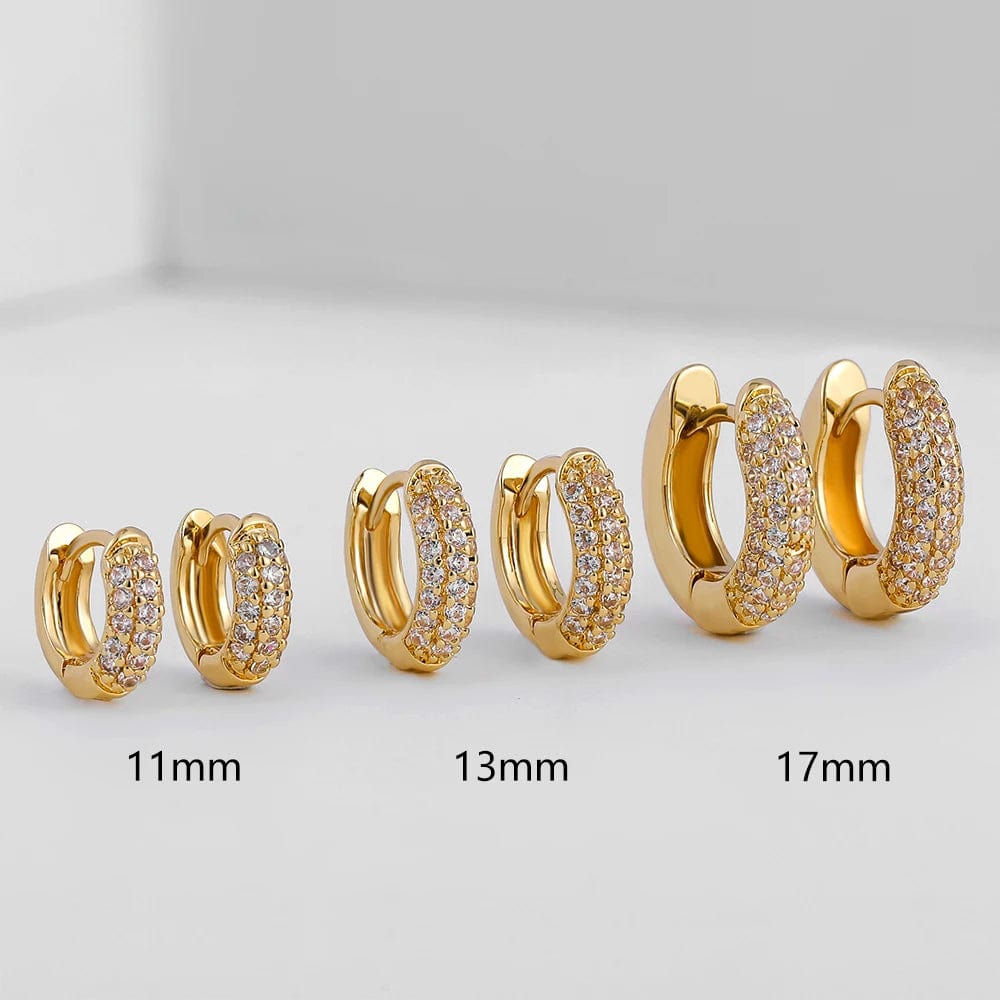 Planet Gates Silver / 17mm New Gold Plated Huggie Earrings with CZ Zircon Thin Ear Hoops Cartilage Earring for Women Round Minimal Earring Piercing Jewelry