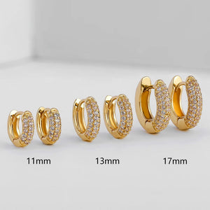 Planet Gates Silver / 17mm New Gold Plated Huggie Earrings with CZ Zircon Thin Ear Hoops Cartilage Earring for Women Round Minimal Earring Piercing Jewelry