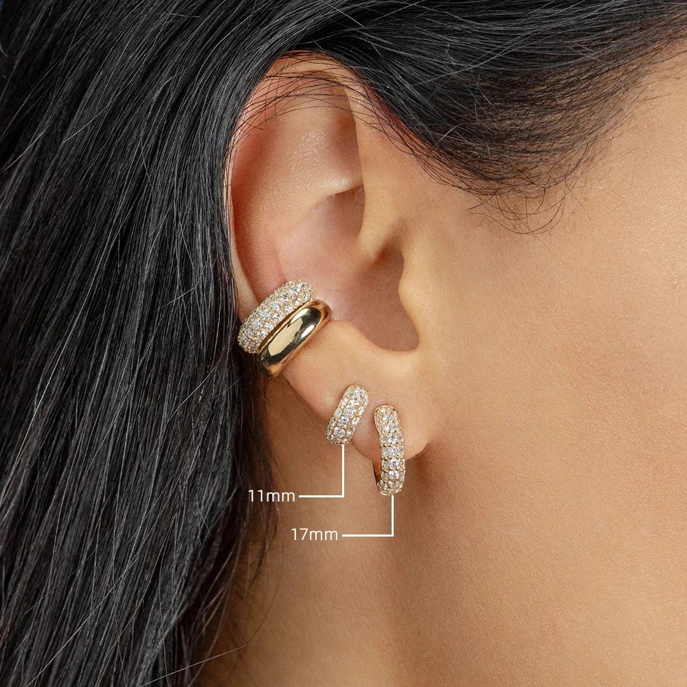Planet Gates Silver / 17mm New Gold Plated Huggie Earrings with CZ Zircon Thin Ear Hoops Cartilage Earring for Women Round Minimal Earring Piercing Jewelry