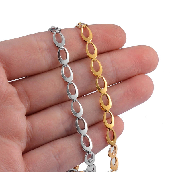 Planet Gates Silver / 18cm Fashion Stainless Steel Bracelet Personalized Eye Oval Shape Charming Cute Jewelry