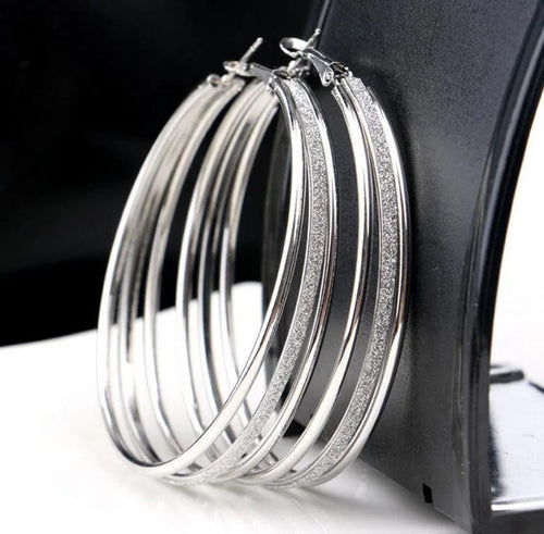 Planet Gates Silver 1Pair Classic Round Big Hoop Earring Round Loop Circle Gothic Punk Hoop Earring Large Size Earrings for Women Fashion Jewelry