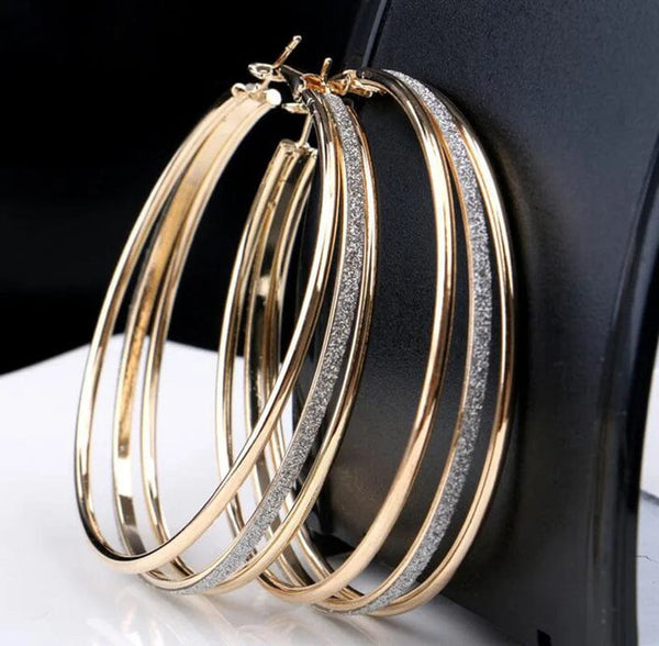 Planet Gates Silver 1Pair Classic Round Big Hoop Earring Round Loop Circle Gothic Punk Hoop Earring Large Size Earrings for Women Fashion Jewelry