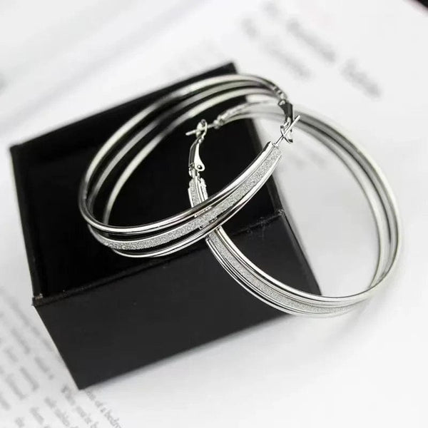 Planet Gates Silver 1Pair Classic Round Big Hoop Earring Round Loop Circle Gothic Punk Hoop Earring Large Size Earrings for Women Fashion Jewelry