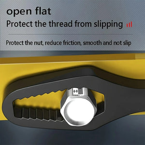 Planet Gates Silver 1pc 3-17mm Universal Double-Head Torx Wrench Self-Tightening Adjustable Wrench Hand Tool, Colors Include Silvery And Black