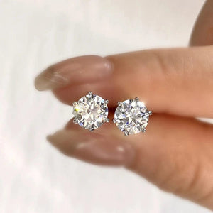 Planet Gates Silver / 2 carat Moissanite DW 0.5ct-2ct D Color Certified Moissanite Stud Earrings Lab Created Diamond 925 Sterling Silver Gold Plated Wedding Jewelry