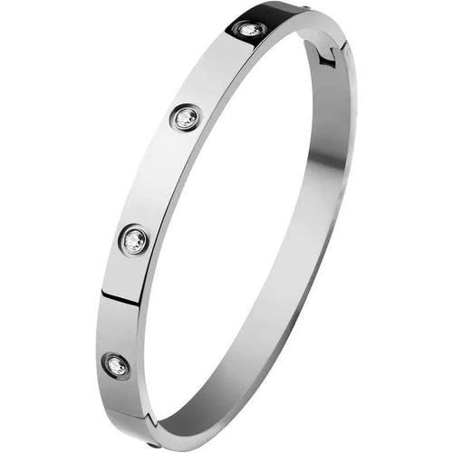 Planet Gates silver 2023 New Trendy Crystal Love Bangles Cubic Zirconia Bracelets Couple Luxuxy Jewelry Stainless Steel Bangles For Women Gift sl295