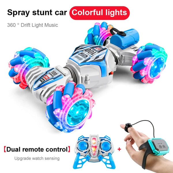 Planet Gates Silver 2023 Newest RC Stunt Car 2.4G Remote Control Cars RC Watch Gesture Sensor LED Rotation Gift Electronic Toy for Kids Boys