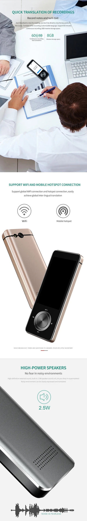 Planet Gates silver 2024 Newest M9 Instant Voice Translator Portable Language Translator In Real-time Smart Translator Supports 12 offline languages