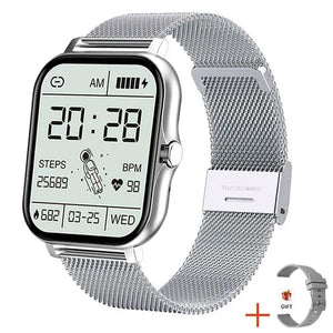 Planet Gates Silver 2024 Smart Watch For Men Women Gift 1.69' Full Touch Screen Sports Fitness Watches Bluetooth Calls Digital Smartwatch Wristwatch