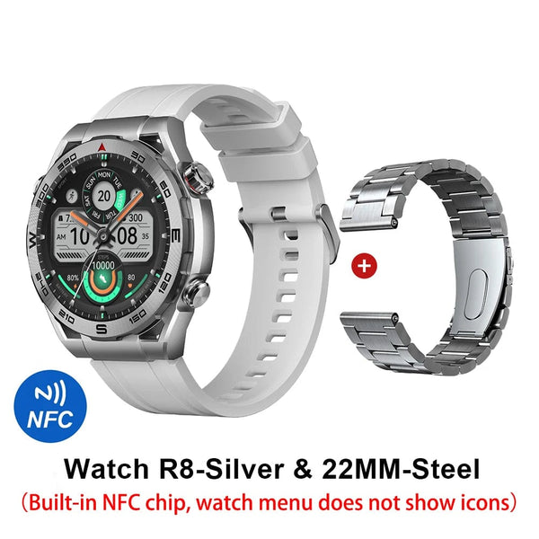 Planet Gates Silver 22MM-Steel HAYLOU Watch R8 Smartwatch 1.43'' AMOLED HD Display Smart Watch Bluetooth Call & Voice Assistant Mulitary-grade Toughness Watch
