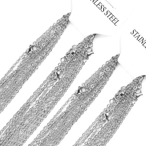 Planet Gates silver / 2mm 45cm 18inch LUXUSTEEL 10Pcs/Lot Stainless Steel Chains 2mm/1mm O Shape Rolo Link Cuban Long Necklace For Women Pendant DIY Jewelry Wholesale