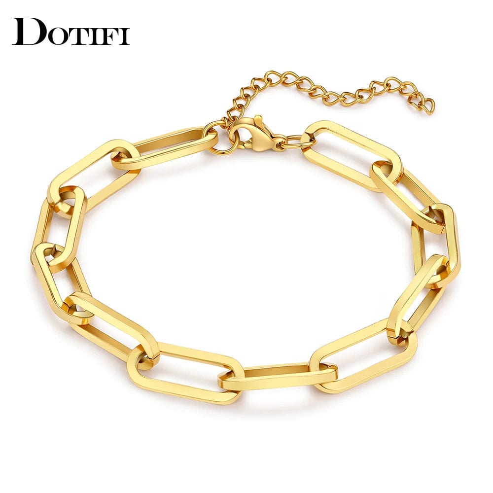 Planet Gates Silver 3 Stainless Steel Bracelets Fashion Paperclip Link Chain Light Luxury Gold Color Charm Bracelet For Women Jewelry Party Fine Gifts