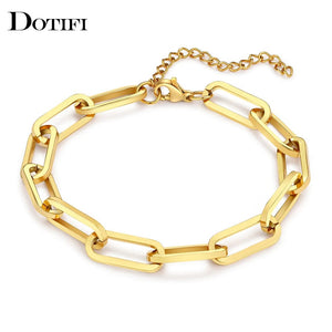Planet Gates Silver 3 Stainless Steel Bracelets Fashion Paperclip Link Chain Light Luxury Gold Color Charm Bracelet For Women Jewelry Party Fine Gifts