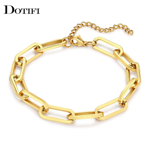 Planet Gates Silver 3 Stainless Steel Bracelets Fashion Paperclip Link Chain Light Luxury Gold Color Charm Bracelet For Women Jewelry Party Fine Gifts