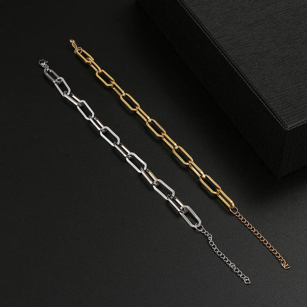 Planet Gates Silver 3 Stainless Steel Bracelets Fashion Paperclip Link Chain Light Luxury Gold Color Charm Bracelet For Women Jewelry Party Fine Gifts