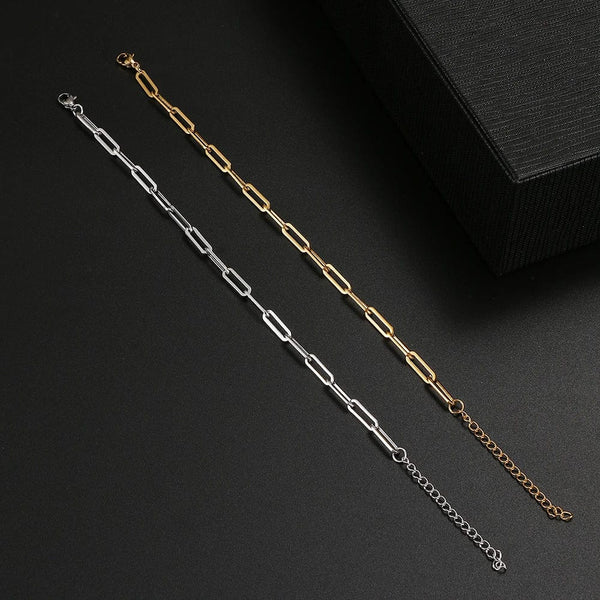 Planet Gates Silver 3 Stainless Steel Bracelets Fashion Paperclip Link Chain Light Luxury Gold Color Charm Bracelet For Women Jewelry Party Fine Gifts