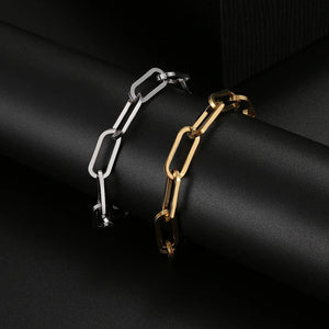 Planet Gates Silver 3 Stainless Steel Bracelets Fashion Paperclip Link Chain Light Luxury Gold Color Charm Bracelet For Women Jewelry Party Fine Gifts