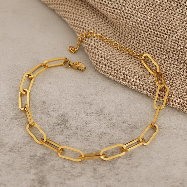 Planet Gates Silver 3 Stainless Steel Bracelets Fashion Paperclip Link Chain Light Luxury Gold Color Charm Bracelet For Women Jewelry Party Fine Gifts