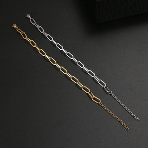 Planet Gates Silver 3 Stainless Steel Bracelets Fashion Paperclip Link Chain Light Luxury Gold Color Charm Bracelet For Women Jewelry Party Fine Gifts