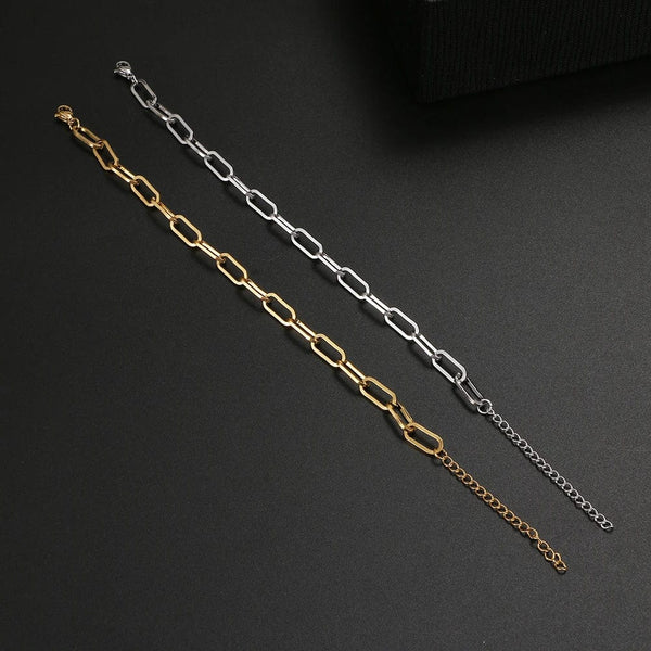 Planet Gates Silver 3 Stainless Steel Bracelets Fashion Paperclip Link Chain Light Luxury Gold Color Charm Bracelet For Women Jewelry Party Fine Gifts