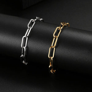 Planet Gates Silver 3 Stainless Steel Bracelets Fashion Paperclip Link Chain Light Luxury Gold Color Charm Bracelet For Women Jewelry Party Fine Gifts