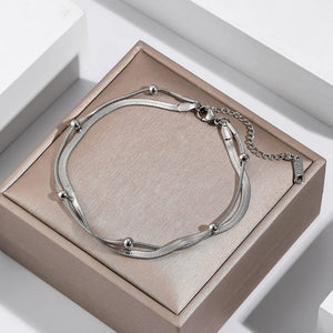 Planet Gates Silver 316L Stainless Steel Gold Color Double-Layer Anklets For Women Girl New Trend Leg Chain Waterproof Jewelry Gift Party