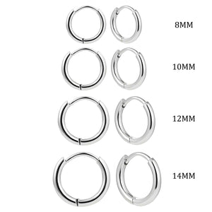 Planet Gates Silver-4 pair 4 pair 8/10/12/14mm Stainless Steel Round Circle Hoop Earrings for Women Tiny Hoops Ear Piercing Loop Ring