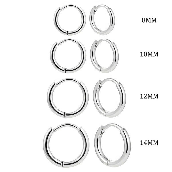 Planet Gates Silver-4 pair 4 pair 8/10/12/14mm Stainless Steel Round Circle Hoop Earrings for Women Tiny Hoops Ear Piercing Loop Ring