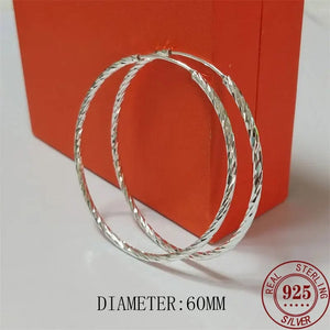 Planet Gates SILVER 40mm Senlissi -  Women's Hoop Earrings 18K YELLOW Gold Plated 925 Sterling Silver Fashion Drop Earrings Cерьги Kольца Kольц SL009