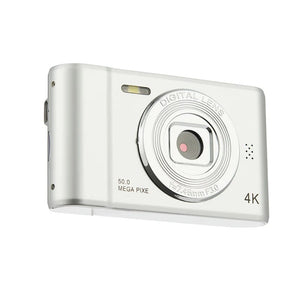 Planet Gates Silver 4K Digital Camera 50 Megapixels HD Photography Travel Selfie Camera 2.4 inch Screen Entry-Level Kids Campus Selfie Mini Camera