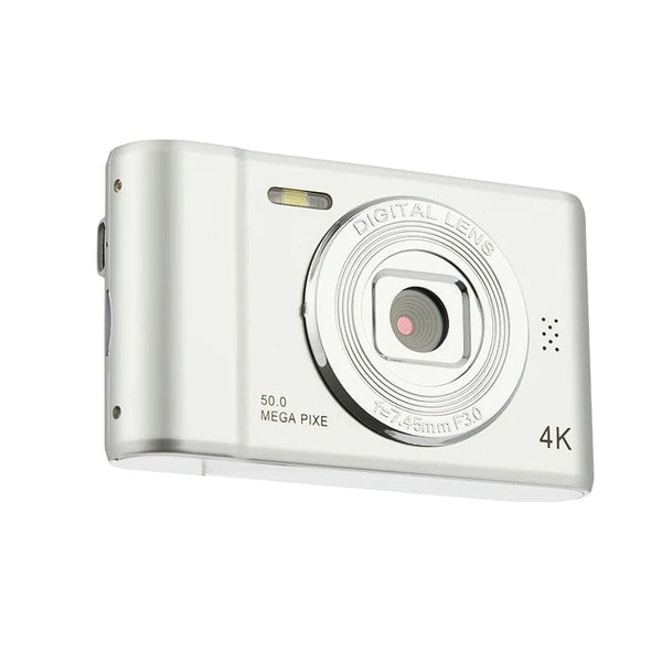 Planet Gates Silver 4K Digital Camera 50 Megapixels HD Photography Travel Selfie Camera 2.4 inch Screen Entry-Level Kids Campus Selfie Mini Camera