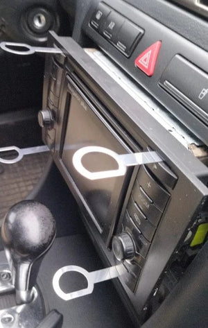 Planet Gates silver 4PCS Radio Stereo Removal Extractor Key Release Pin Head Unit Audio Install Tool For VW Audi Ford Mercedes Benz Skoda Car Parts