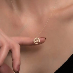 Planet Gates silver / 50cm Round Tree of Life Pendant Necklace Stainless Steel Metal Necklaces Classic Hollow Design Charm Jewelry Men Women Birthday Gift