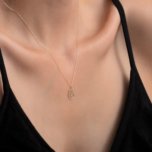 Planet Gates silver / 50cm Round Tree of Life Pendant Necklace Stainless Steel Metal Necklaces Classic Hollow Design Charm Jewelry Men Women Birthday Gift