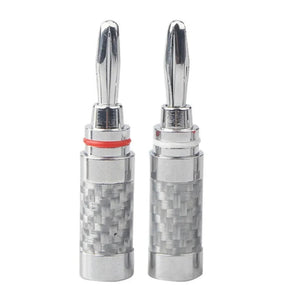 Planet Gates Silver / 50pcs Banana Plug Connector Consumer Electronics Bananas Conector Audio Jack Rhodium Plated Carbon Fiber Screw Press Speaker Terminal