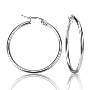 Planet Gates silver / 55mm LUXUSTEEL Gold Color Stainless Steel Hoop Earrings For Women Men Big/Small Circle Round Ear Jewelry Bijoux Acier Inoxidable