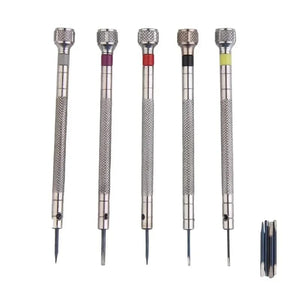 Planet Gates Silver 5pcs/set 0.8-1.6mm Steel Screwdriver for Watch Repairing Portable Watch Tools Band Removal with Mini Link Pins Watchmaker Tools