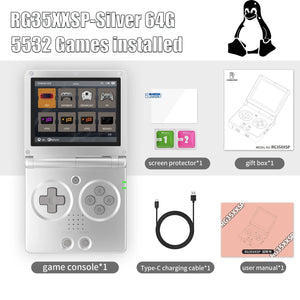 Planet Gates Silver 64G / UNITED KINGDOM / Machine Only ANBERNIC RG35XXSP 3.5'' IPS Screen Flip Handheld Console Linux System HDMI-compatible TV Output  64G 5500 Games Pre-installed