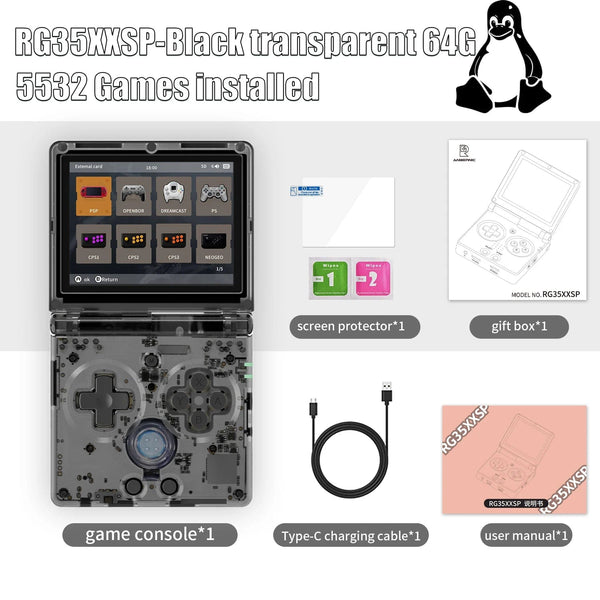 Planet Gates Silver 64G / UNITED KINGDOM / Machine Only ANBERNIC RG35XXSP 3.5'' IPS Screen Flip Handheld Console Linux System HDMI-compatible TV Output  64G 5500 Games Pre-installed