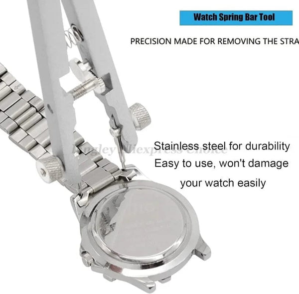 Planet Gates Silver 6825 Watch Pliers Watch Spring Bar Plier Tool Kit Tweezer Removal Strap Bracelet With Screw Adjuster Length Replacement Repair