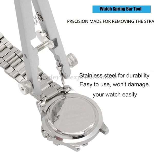 Planet Gates Silver 6825 Watch Pliers Watch Spring Bar Plier Tool Kit Tweezer Removal Strap Bracelet With Screw Adjuster Length Replacement Repair