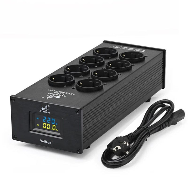 Planet Gates Silver AC-8 Hi-end EU Hifi Power Filter for Standard EU Socket Noise-free Audio Purifier Filter Power Conditioner with EU Outlets Strip