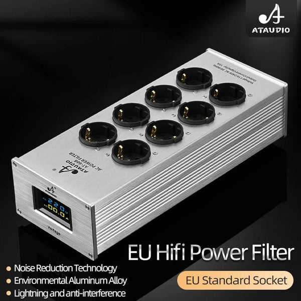 Planet Gates Silver AC-8 Hi-end EU Hifi Power Filter for Standard EU Socket Noise-free Audio Purifier Filter Power Conditioner with EU Outlets Strip
