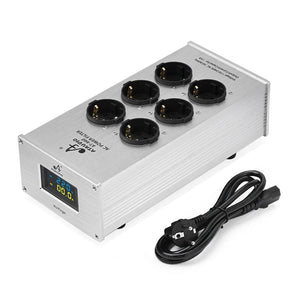 Planet Gates Silver AC-8 Hi-end EU Hifi Power Filter for Standard EU Socket Noise-free Audio Purifier Filter Power Conditioner with EU Outlets Strip