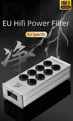 Planet Gates Silver AC-8 Hi-end EU Hifi Power Filter for Standard EU Socket Noise-free Audio Purifier Filter Power Conditioner with EU Outlets Strip