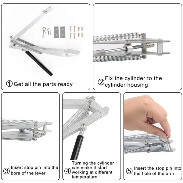 Planet Gates Silver Aluminum Garden Tool Ventilation Of Greenhouse Agricultural Solar Heat Sensitive Automatic Vent Window Opener Double Spring